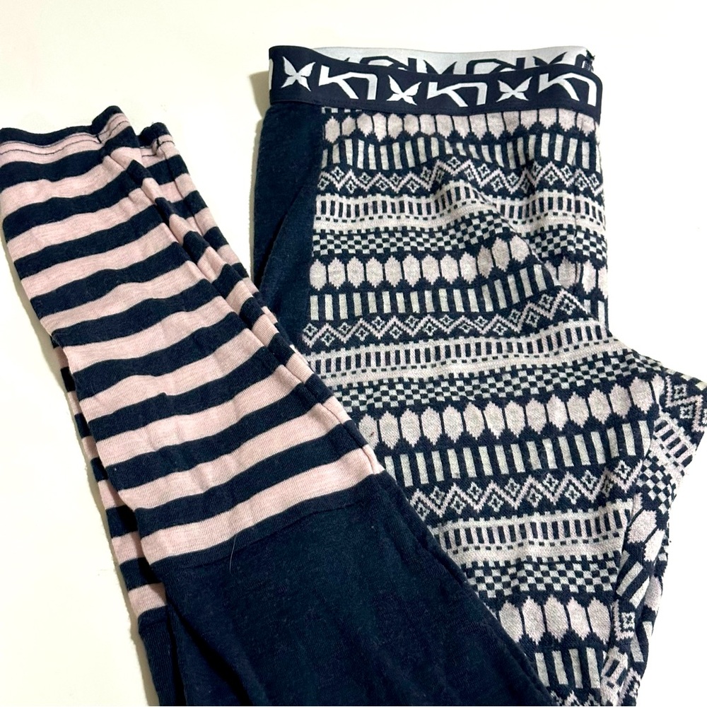 Kari Traa 💯 wool leggings size XL in pink and gray mix pattern